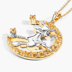 Citrine Witch Pendant With White Topaz 0.98 Carats Gold Plated Silver