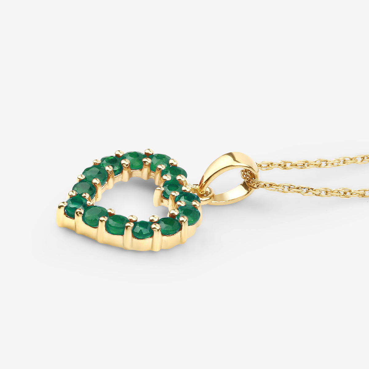 Zambian Emerald Heart Pendant 0.46 Carats 10K Yellow Gold