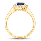 Blue Sapphire Ring With Diamonds 1.7 Carats 14K Yellow Gold