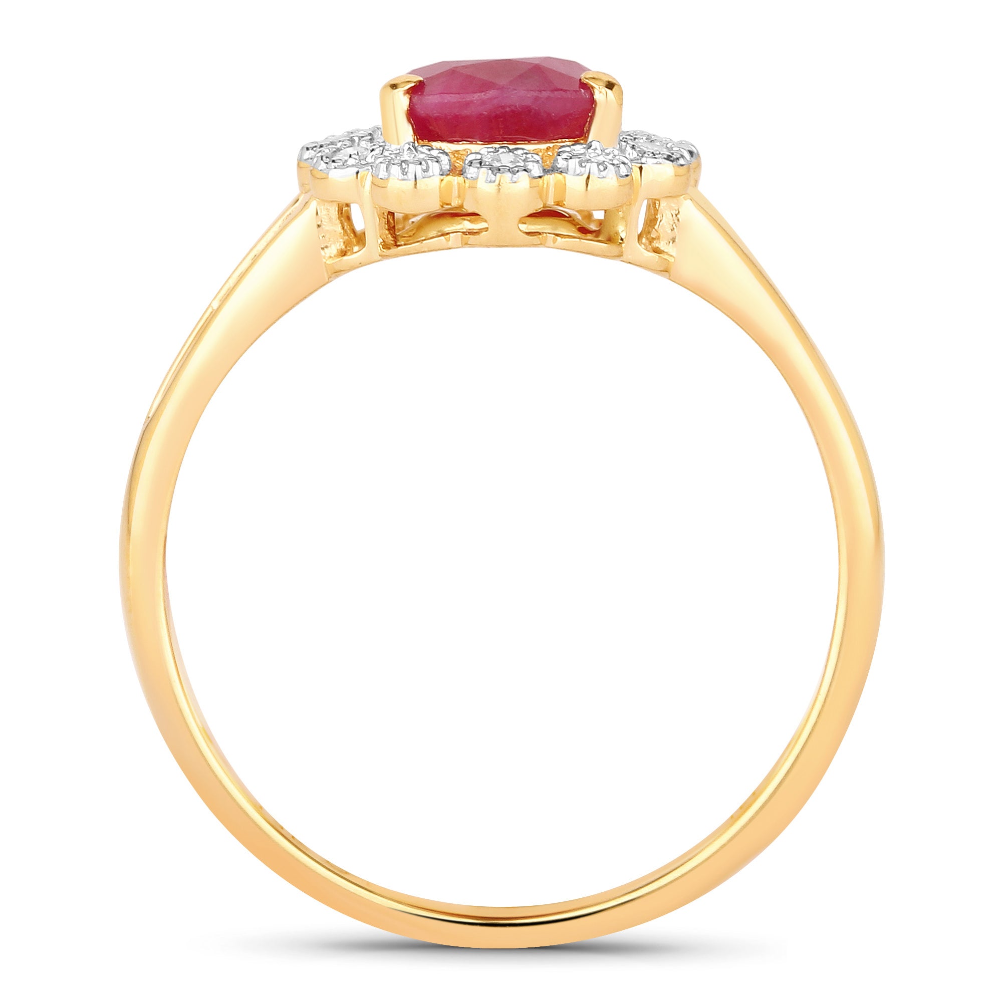 Ruby Ring With Diamonds 1.28 Carats 14K Yellow Gold