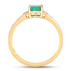 Zambian Emerald Ring With Diamonds 0.79 Carats 14K Yellow Gold