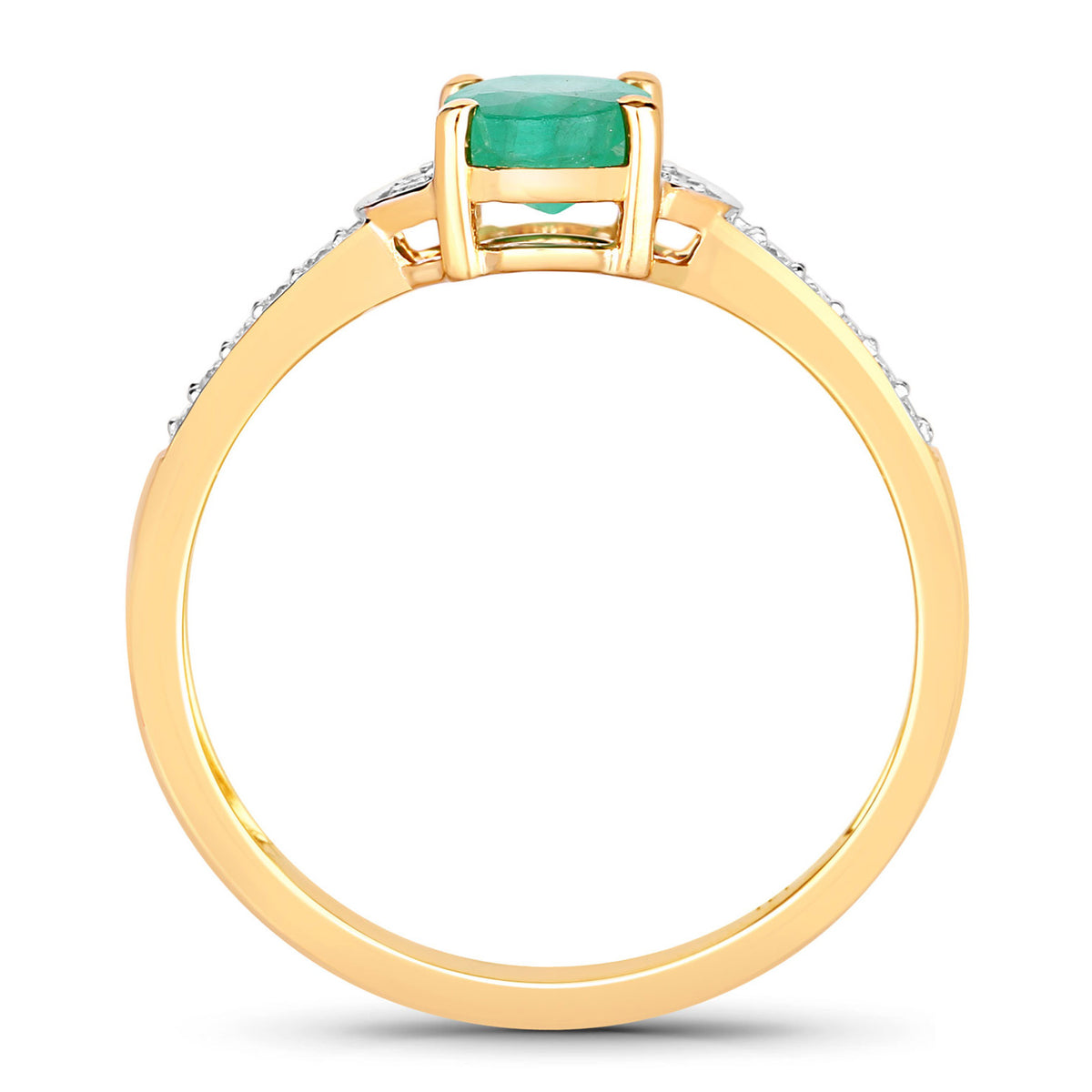 Zambian Emerald Ring With Diamonds 0.79 Carats 14K Yellow Gold
