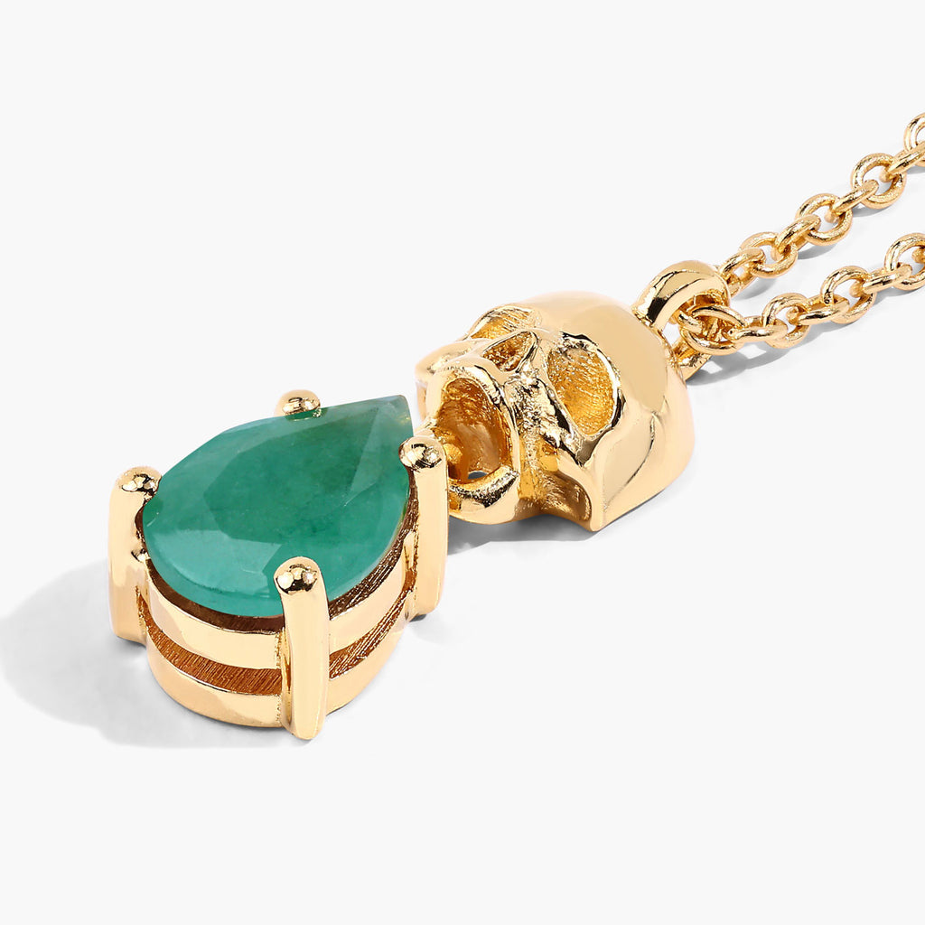 Emerald Skull Pendant 0.6 Carats Gold Plated Silver