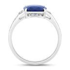 Blue Sapphire Ring With Diamonds 3.4 Carats 18K White Gold