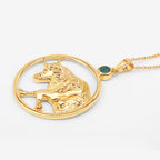 Emerald Bull Pendant 0.22 Carats Gold Plated Silver