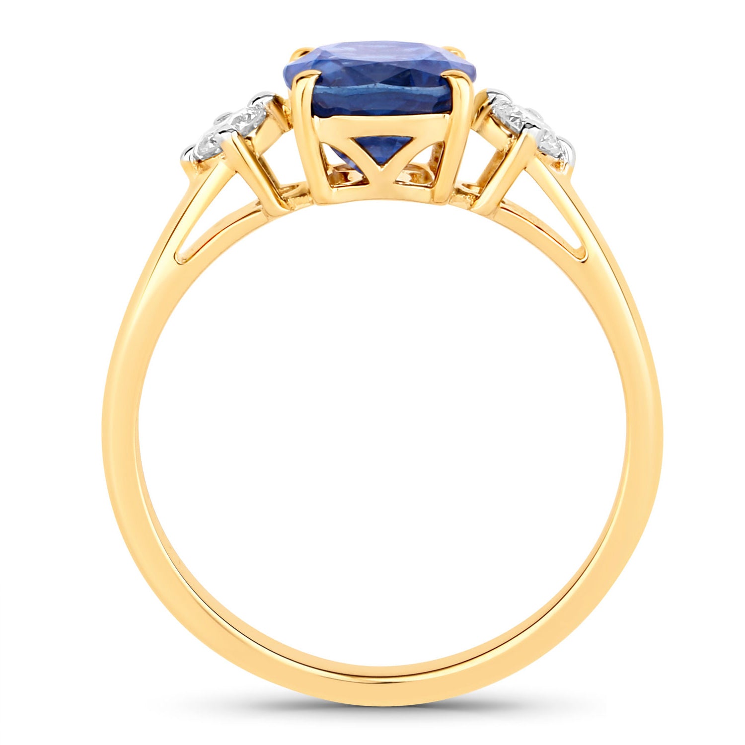 Blue Sapphire Ring With Diamonds 2.38 Carats 18K Yellow Gold