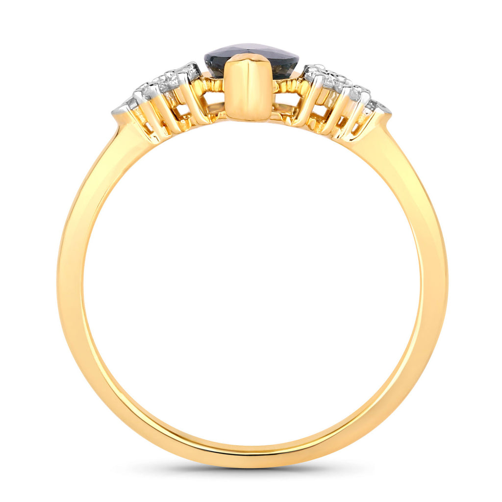 Blue Sapphire Ring With Diamonds 1.44 Carats 14K Yellow Gold