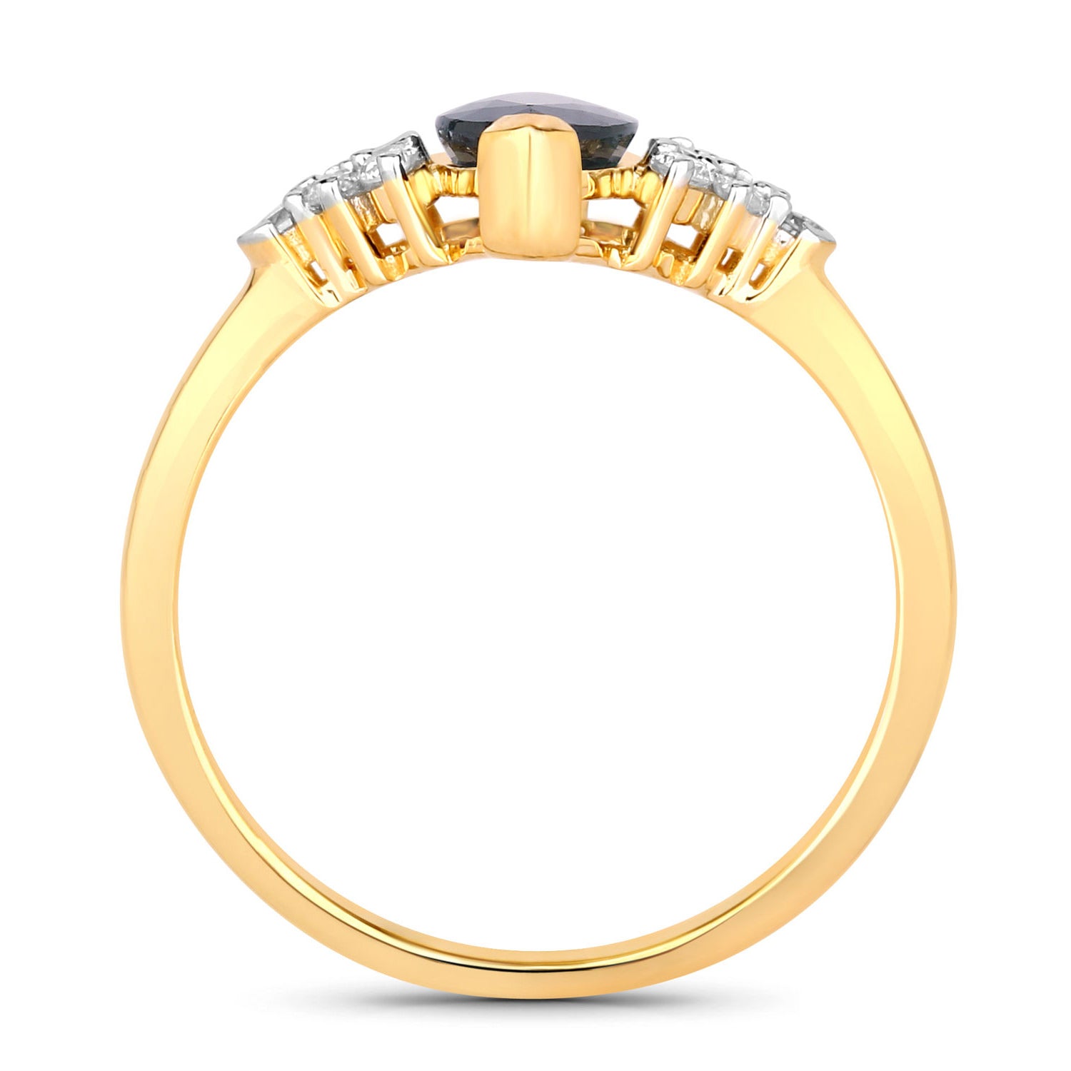 Blue Sapphire Ring With Diamonds 1.44 Carats 14K Yellow Gold