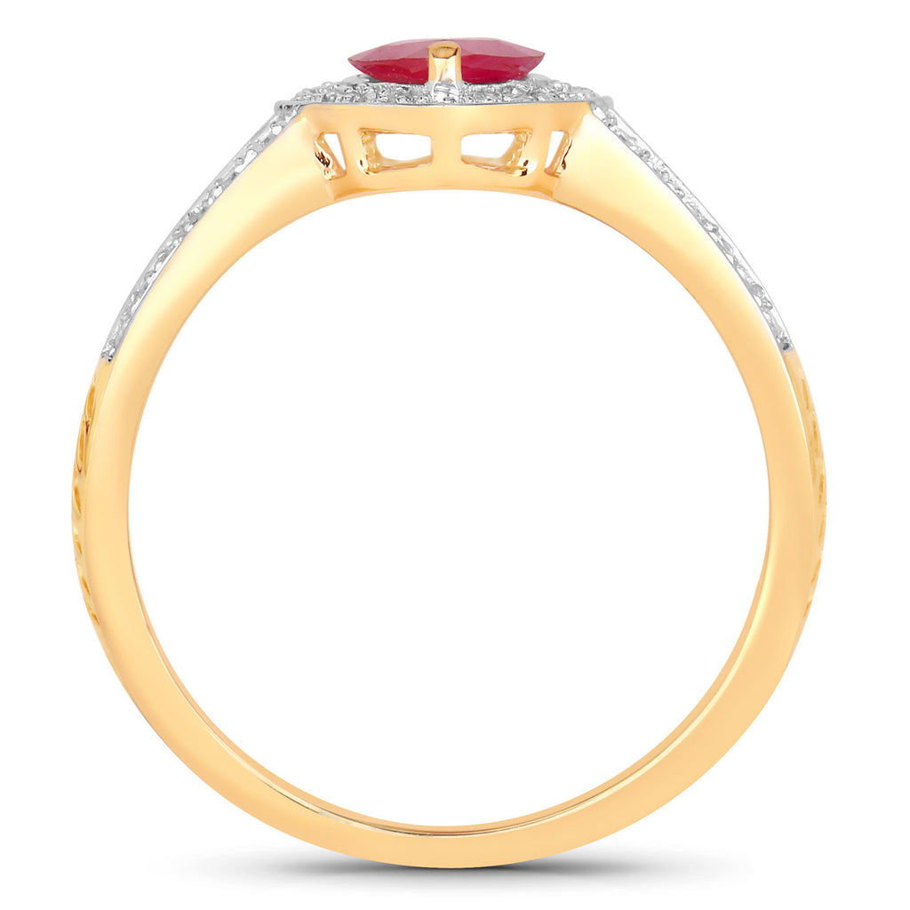 Ruby Ring With Diamonds 1.04 Carats 14K Yellow Gold