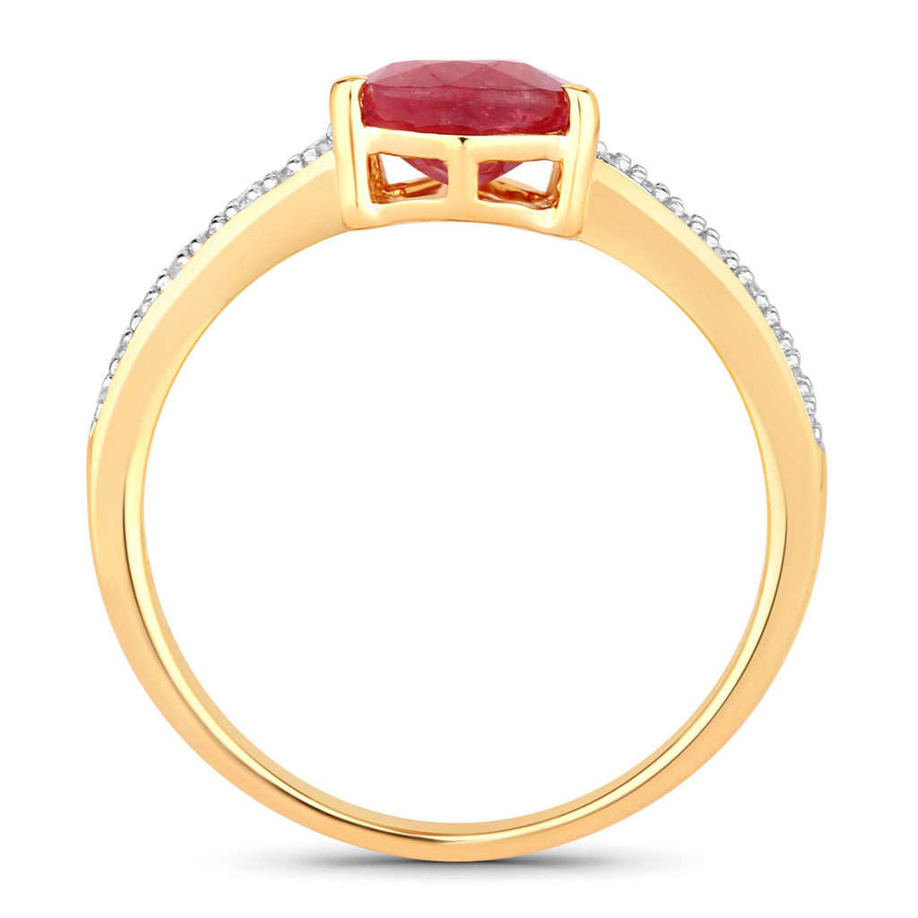 Ruby Ring With Diamonds 1.54 Carats 14K Yellow Gold