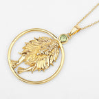 Peridot Leo Pendant 0.22 Carats Gold Plated Silver