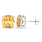 Citrine Stud Earrings 5.78 Carats Sterling Silver
