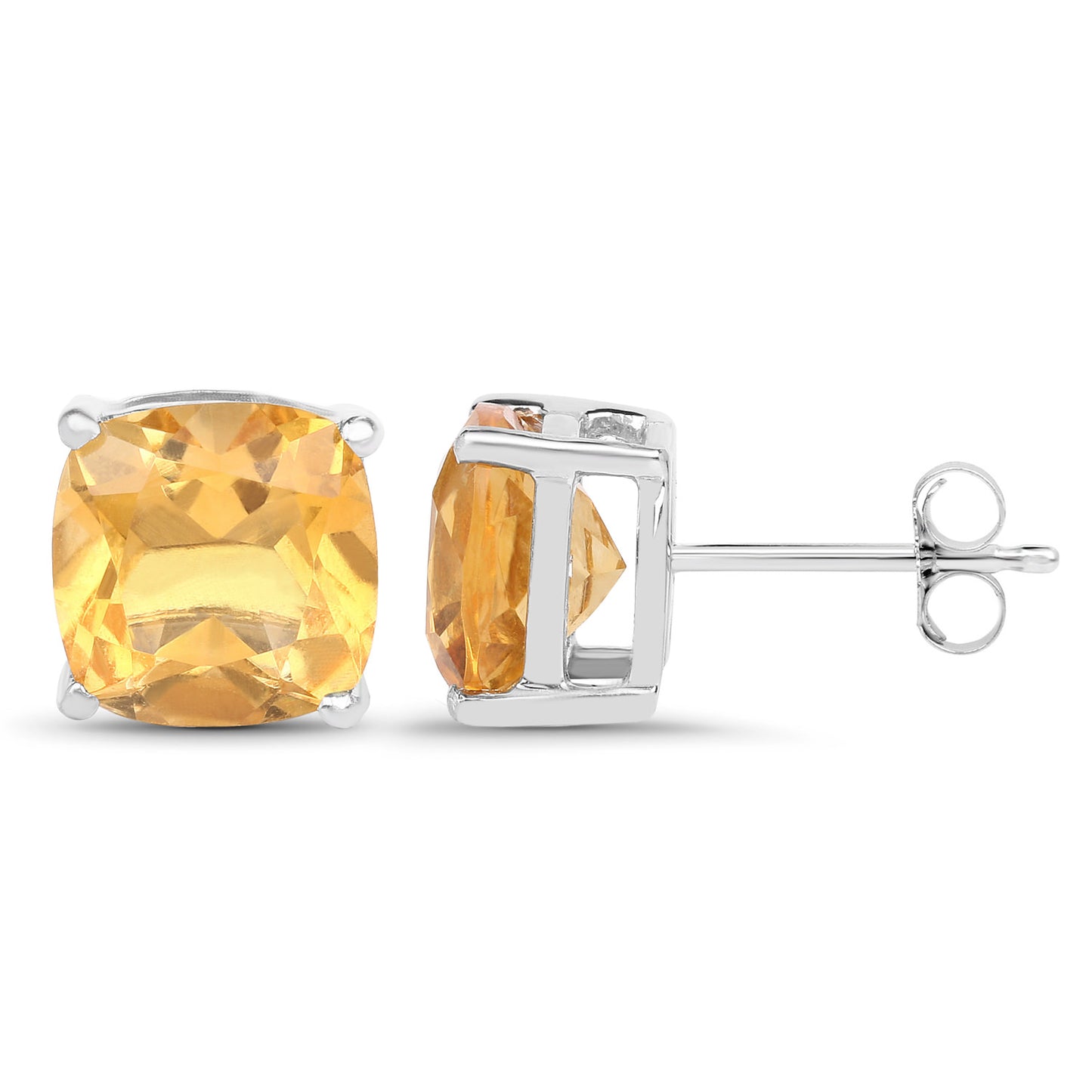 Citrine Stud Earrings 5.78 Carats Sterling Silver