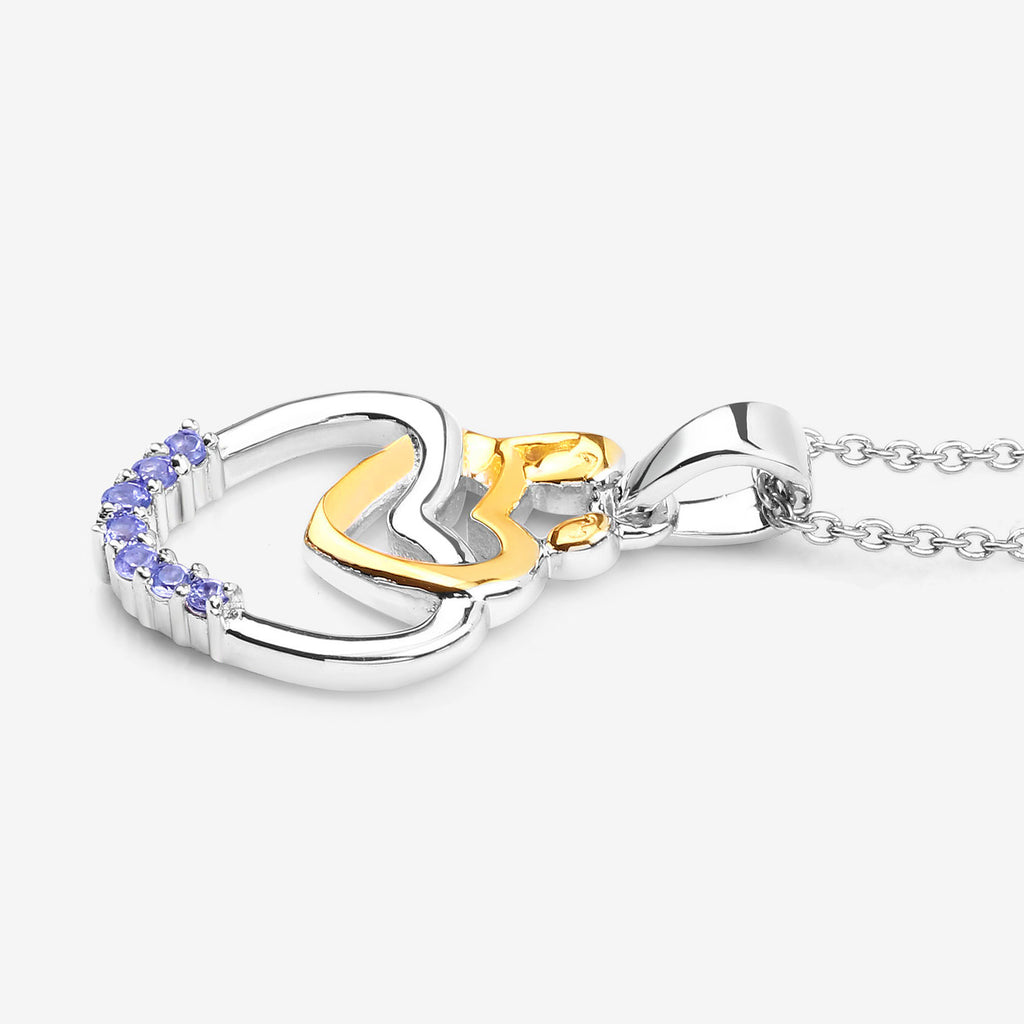Tanzanite Mom Pendant 0.12 Carats Gold Plated Silver