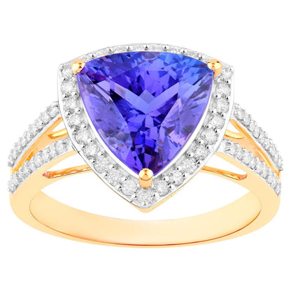 Tanzanite Ring Diamonds 4.06 Carats 14K Yellow Gold
