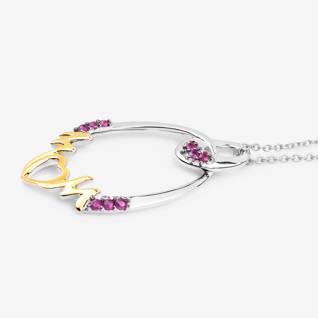Ruby Mom Pendant 0.16 Carats Gold Plated Silver