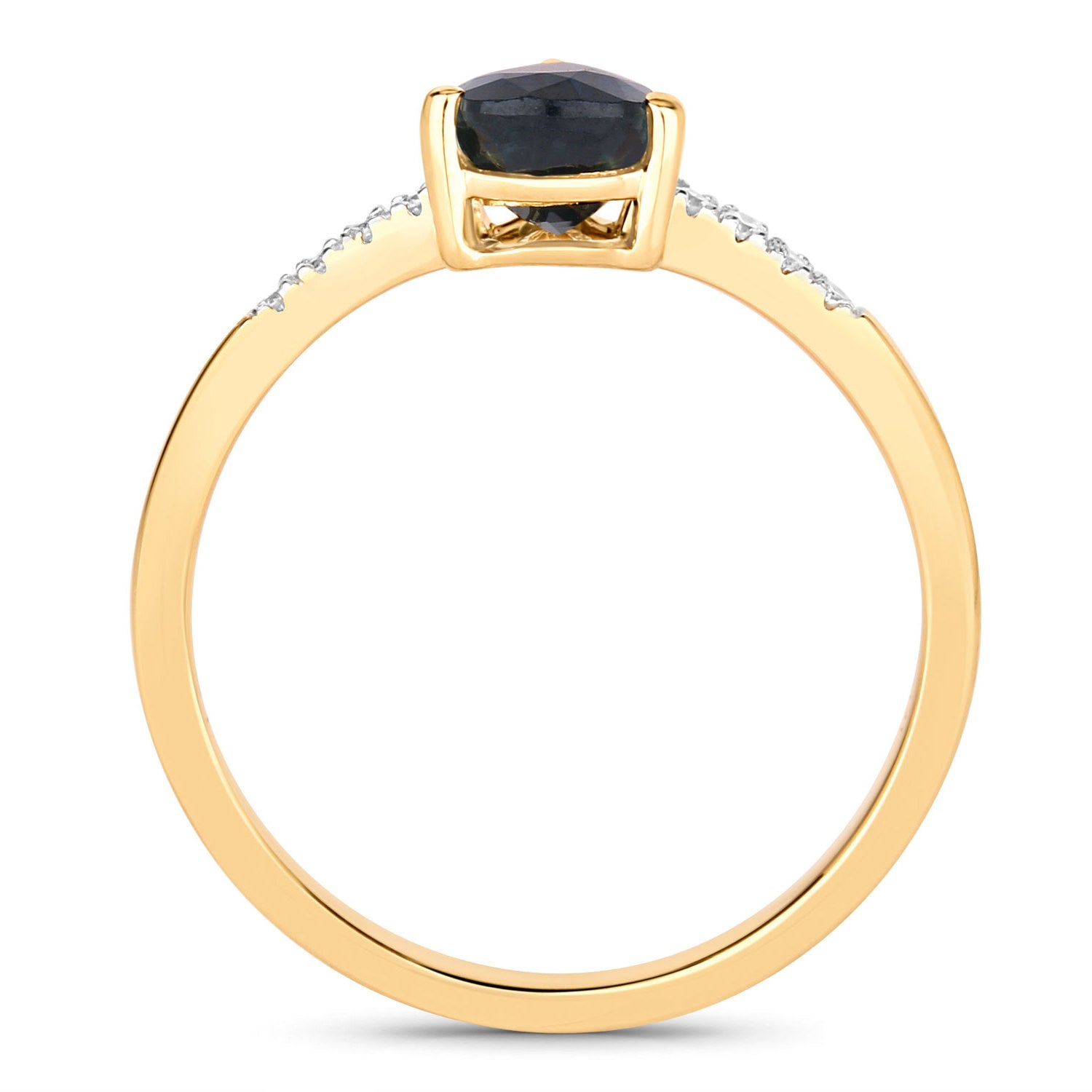 Blue Sapphire Ring With Diamonds 0.82 Carats 14K Yellow Gold