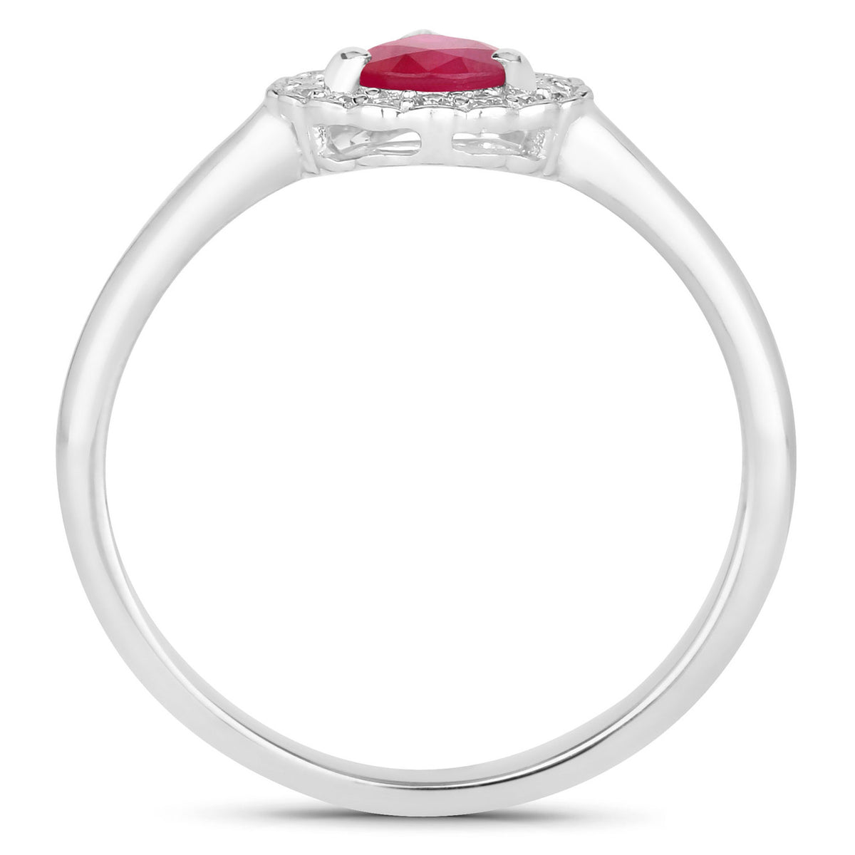 Ruby Ring With Diamonds 0.9 Carats 14K White Gold