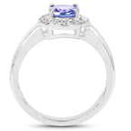 Tanzanite Ring With White Topaz 1.02 Carats Sterling Silver