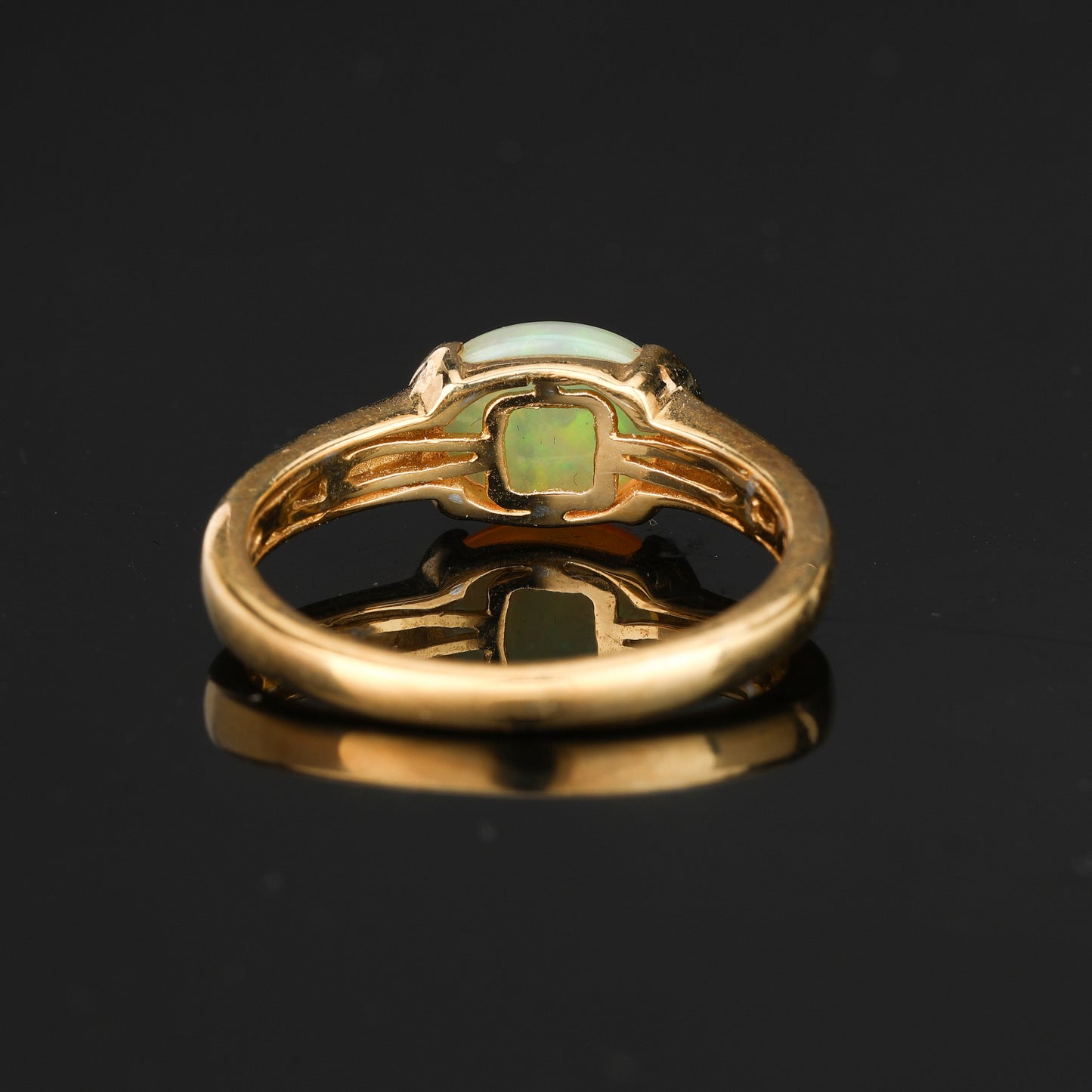 Natural Ethiopian Opal Ring 1 Carat Gold Plated Silver