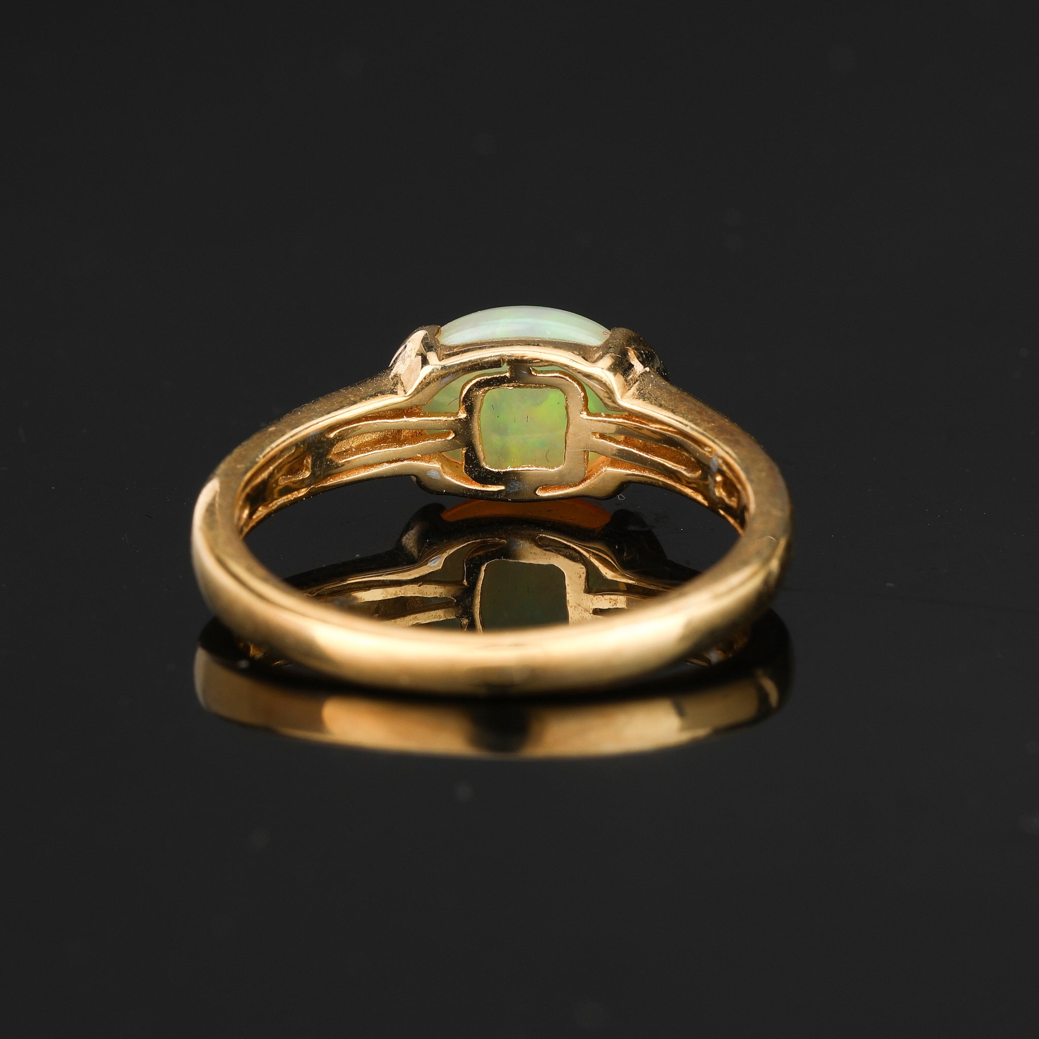 Natural Ethiopian Opal Ring 1 Carat Gold Plated Silver