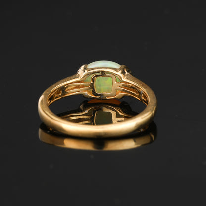 Natural Ethiopian Opal Ring 1 Carat Gold Plated Silver