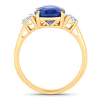 Blue Sapphire Ring With Diamonds 4.1 Carats 18K Yellow Gold