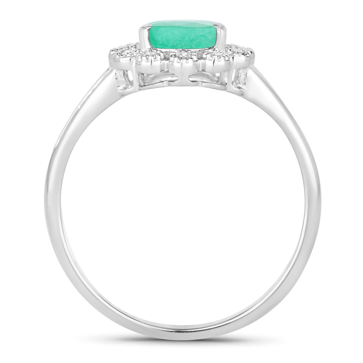 Zambian Emerald Ring With Diamonds 1.18 Carats 10K White Gold