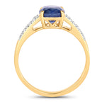 Blue Sapphire Ring With Diamonds 2.82 Carats 18K Yellow Gold