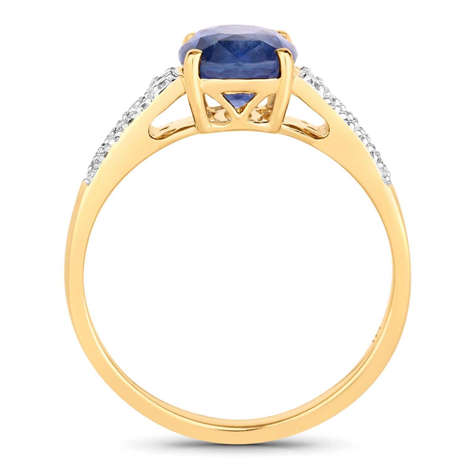 Blue Sapphire Ring With Diamonds 2.82 Carats 18K Yellow Gold
