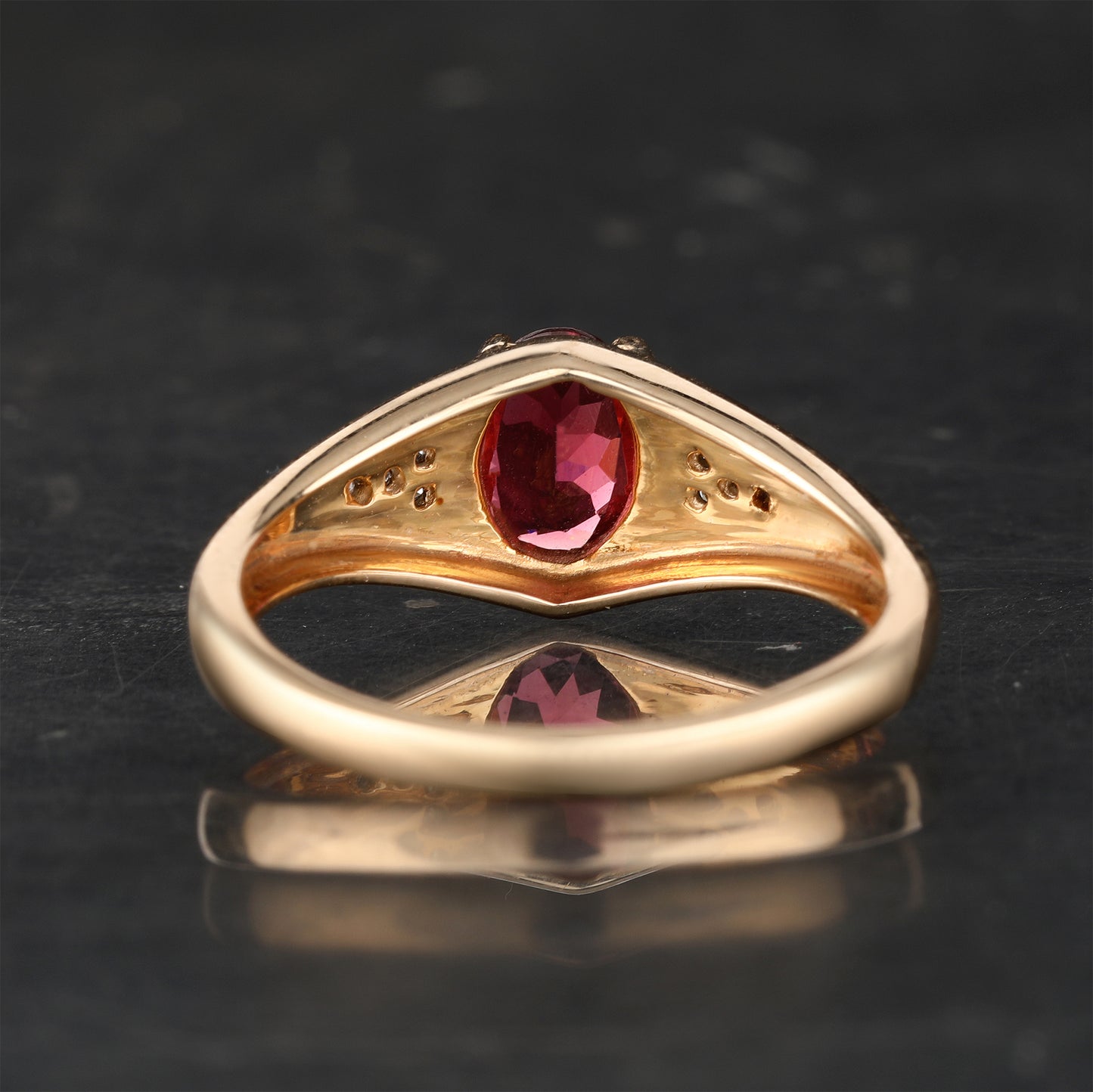 Natural Pink Tourmaline Ring With Diamonds 0.82 Carats 9K Yellow Gold