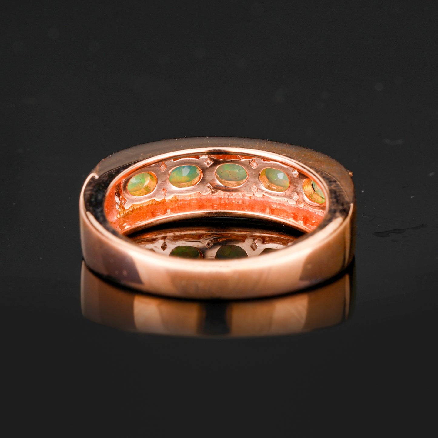 Natural Ethiopian Opal Ring 0.50 Carats Gold Plated Silver