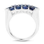 Blue Sapphire Ring 2.58 Carats Sterling Silver