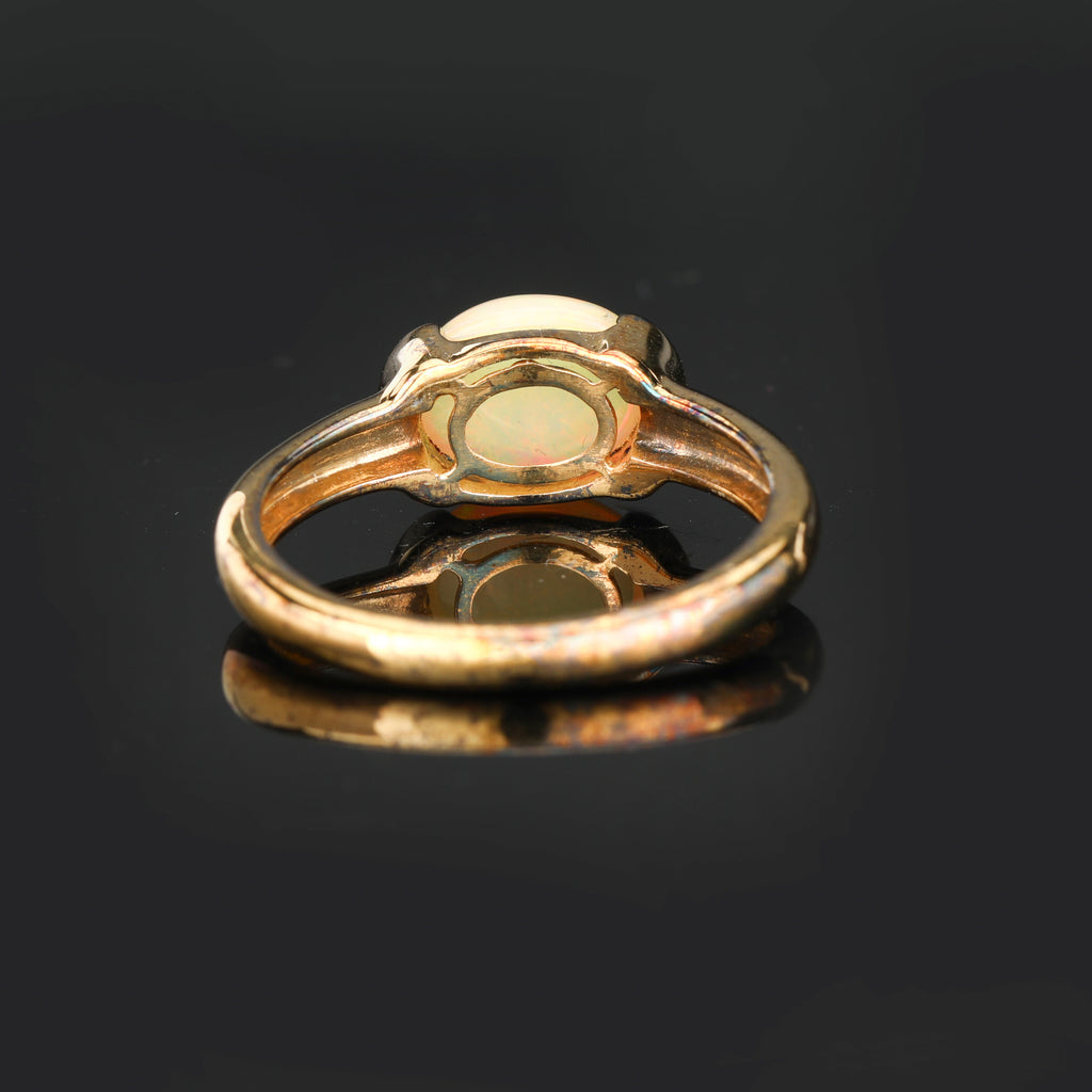 Natural Ethiopian Opal Ring 1.69 Carats Gold Plated Silver