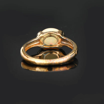 Natural Ethiopian Opal Ring 1.69 Carats Gold Plated Silver