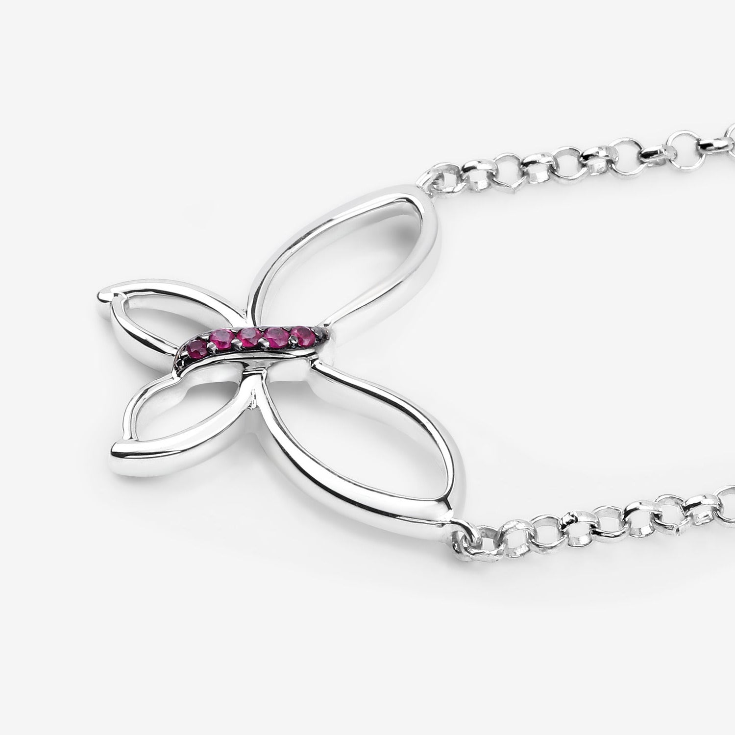 Ruby Butterfly Pendant 0.08 Carats Sterling Silver