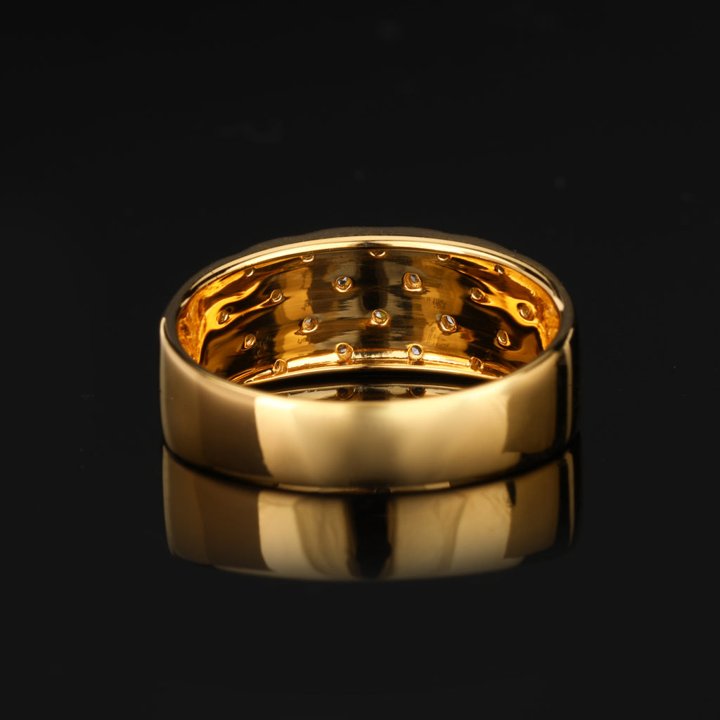 Diamond Band Ring 0.18 Carats Gold Plated Silver