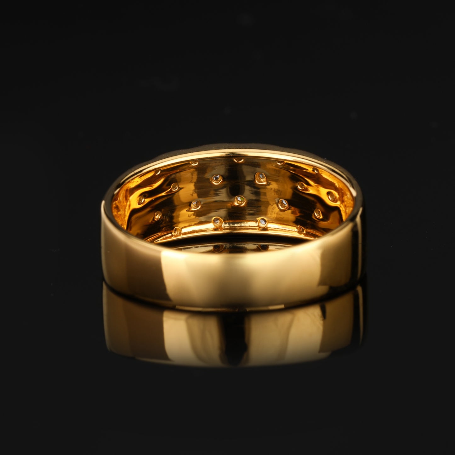 Diamond Band Ring 0.18 Carats Gold Plated Silver