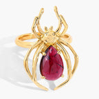Garnet Spider Ring 2.98 Carats Gold Plated Silver