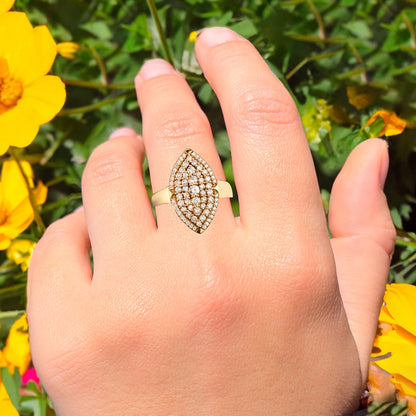 Light Brown Diamond Cluster Ring 0.77 Carats 9K Yellow Gold