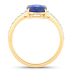 Blue Sapphire Ring With Diamonds 2.44 Carats 18K Yellow Gold