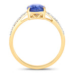 Blue Sapphire Ring With Diamonds 2 Carats 18K Yellow Gold