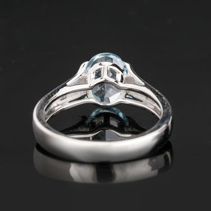 Blue Topaz Ring 2 Carats Sterling Silver