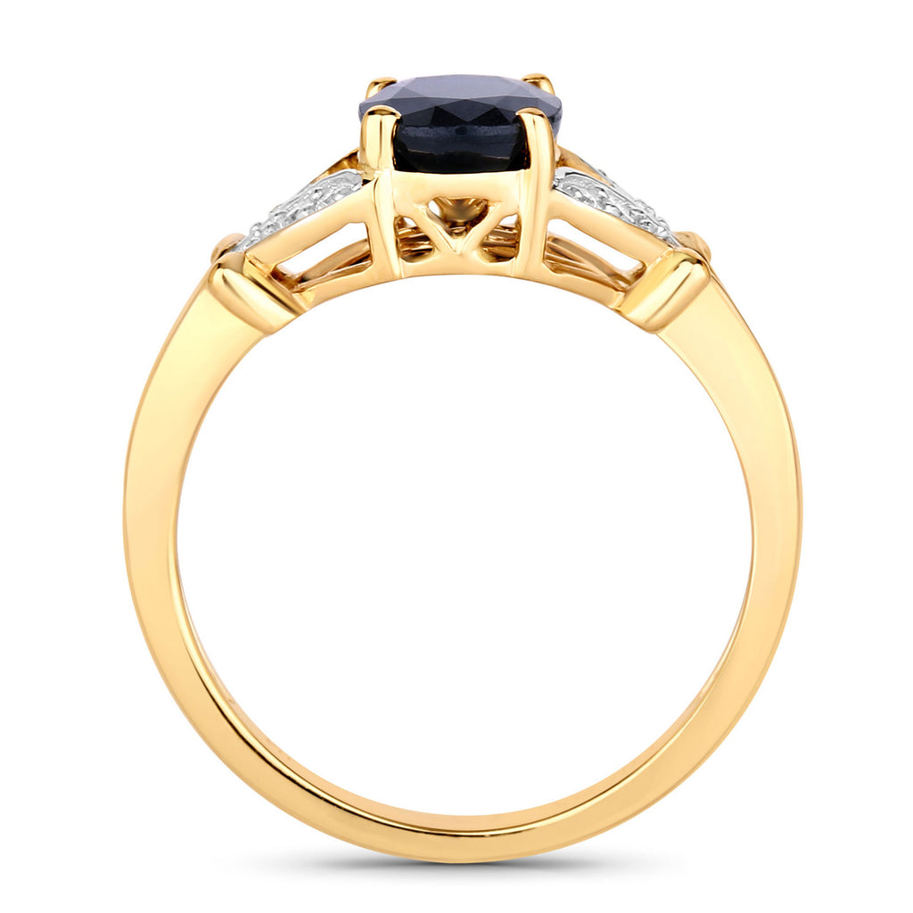 Blue Sapphire Ring With Diamonds 1.58 Carats 14K Yellow Gold