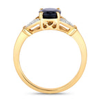 Blue Sapphire Ring With Diamonds 1.58 Carats 14K Yellow Gold