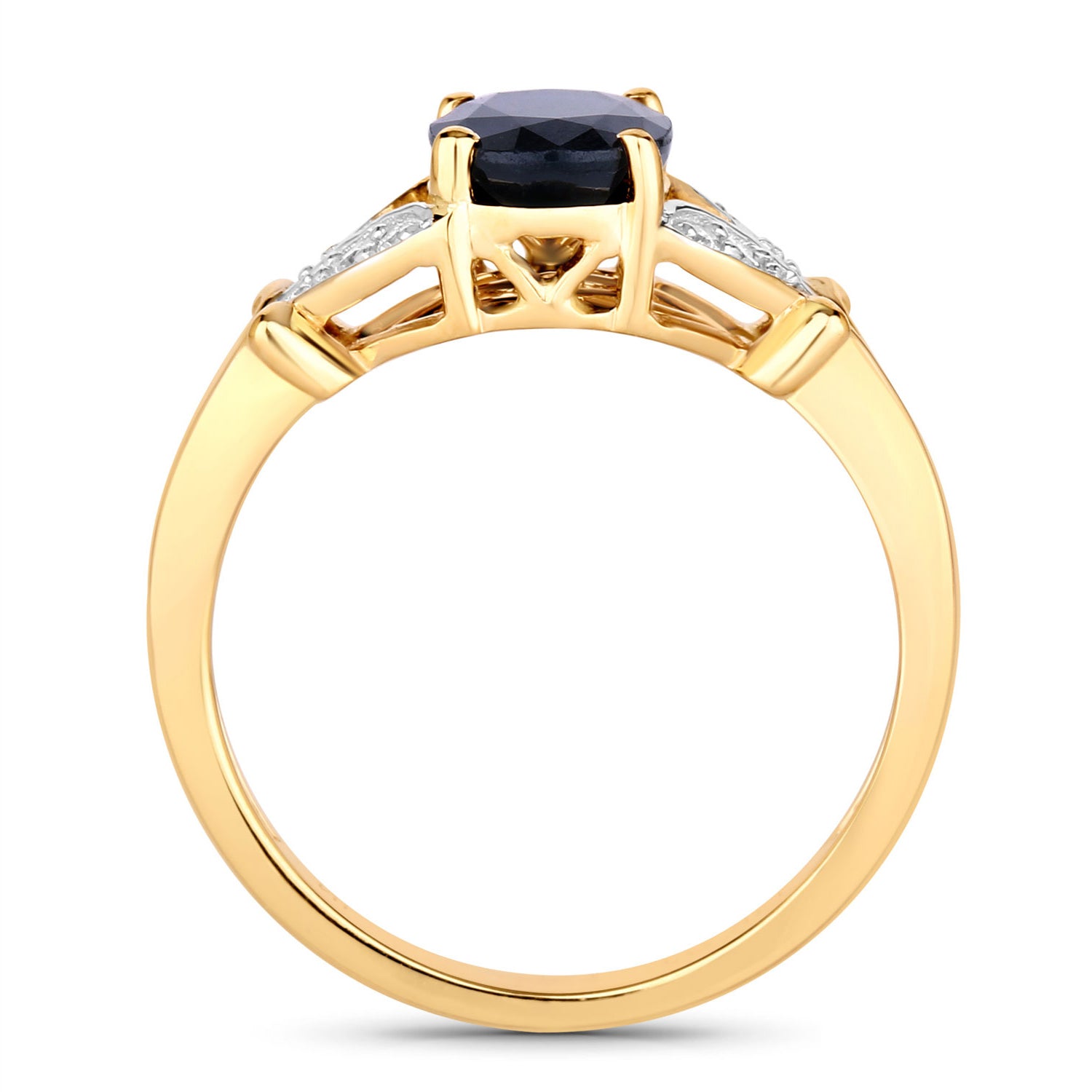Blue Sapphire Ring With Diamonds 1.58 Carats 14K Yellow Gold