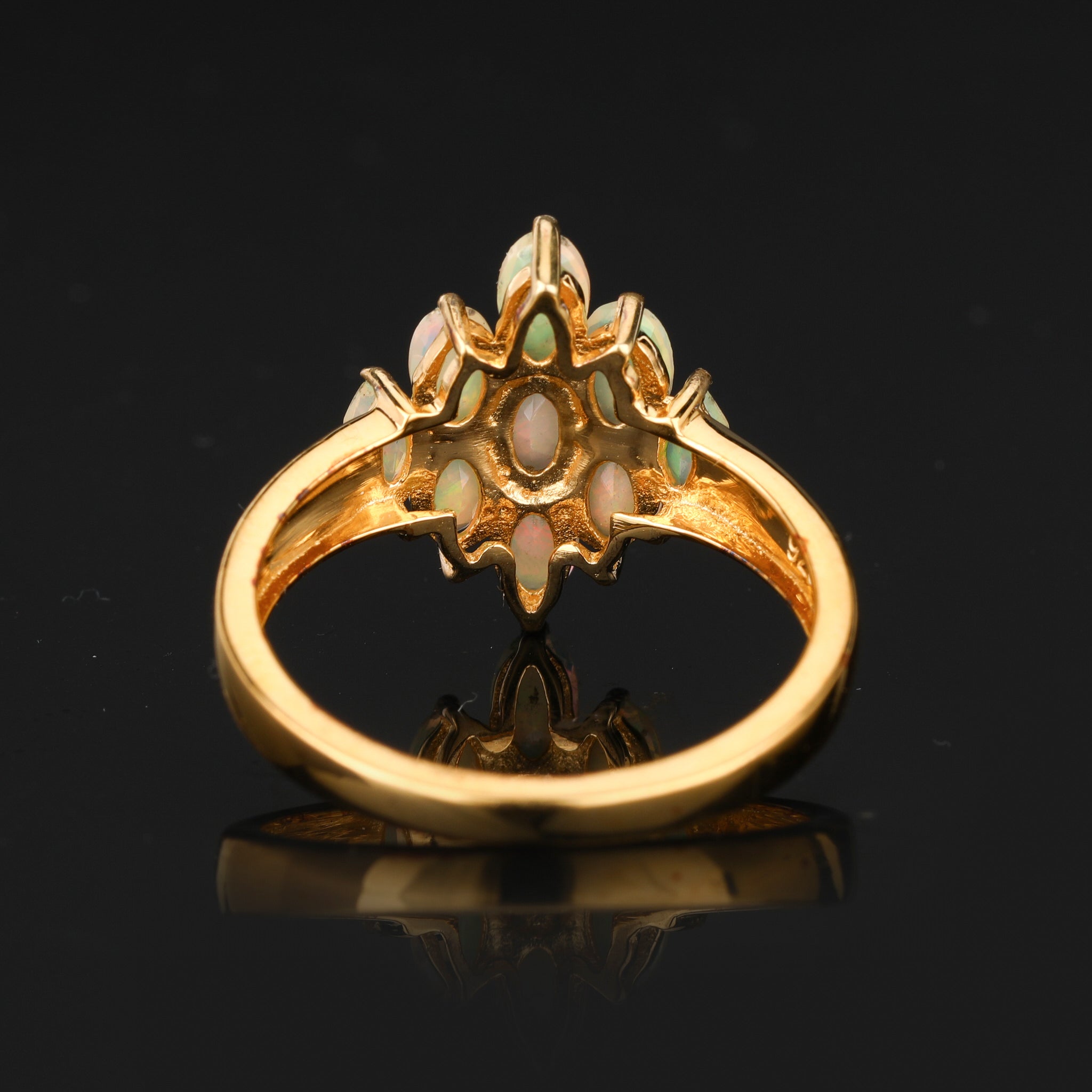 Natural Ethiopian Opal Ring 1.16 Carats Gold Plated Silver