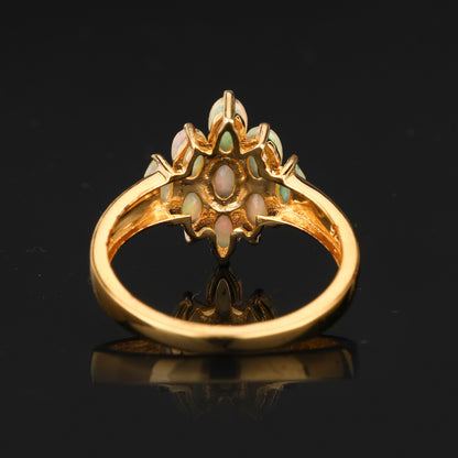 Natural Ethiopian Opal Ring 1.16 Carats Gold Plated Silver