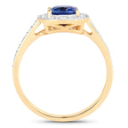 Blue Sapphire Ring With Diamonds 1.28 Carats 18K Yellow Gold