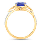 Blue Sapphire Ring With Diamonds 2.3 Carats 18K Yellow Gold